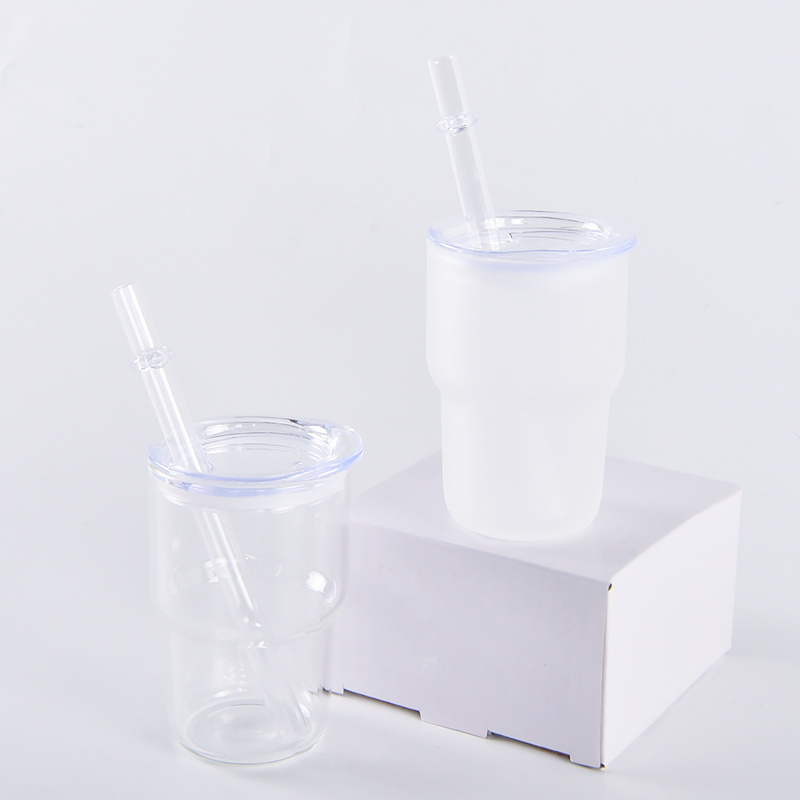 Wholesale 2oz 3 oz Cute Clear Frosted  Blank Sublimation 3oz Mini Shot Glass Mug Tumbler Coffee Party Cup With Plastic Straw