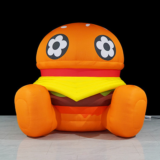 Custom design giant advertising inflatable mascot cartoon hamburger for decoration