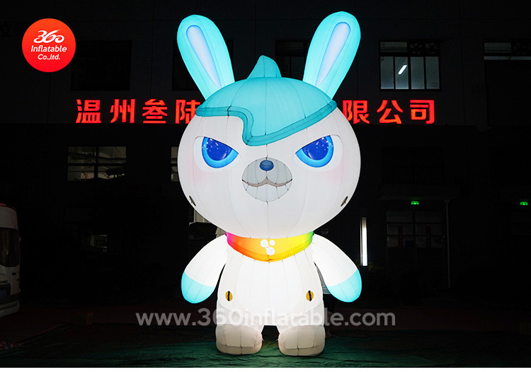 Giant Custom advertising Inflatable design Cartoon animal mascot rabbit models with LED light