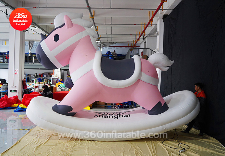 Custom big advertising inflatable Cartoon animal Rocking horse/outdoor advertising inflatable Rocking horse  mascot