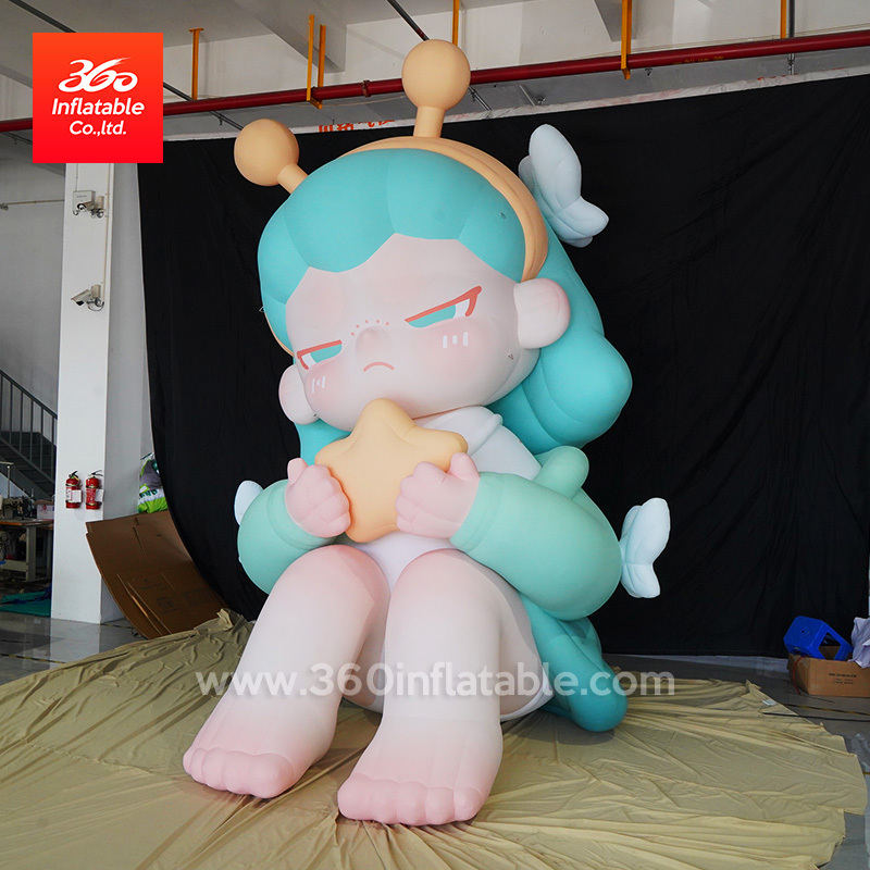 giant custom girl doll inflatable custom design big mascot advertising cartoon cute girl doll inflatables with  air blower