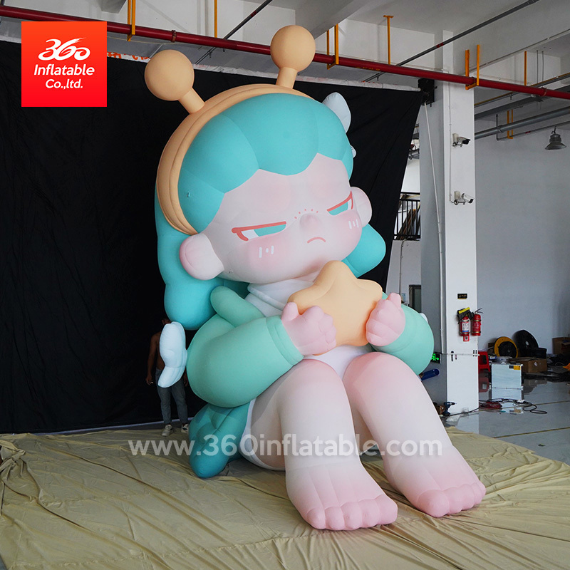 giant custom girl doll inflatable custom design big mascot advertising cartoon cute girl doll inflatables with  air blower