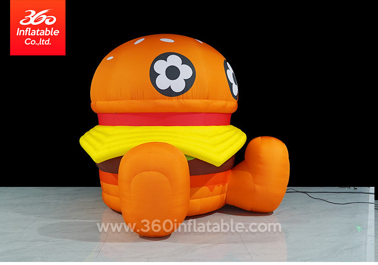 Custom design giant advertising inflatable mascot cartoon hamburger for decoration