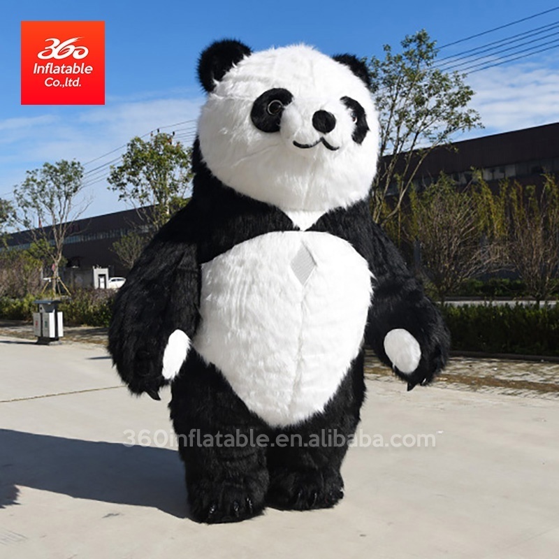 Custom Cartoon Giant advertising inflatable walking mascot Plush Panda costume