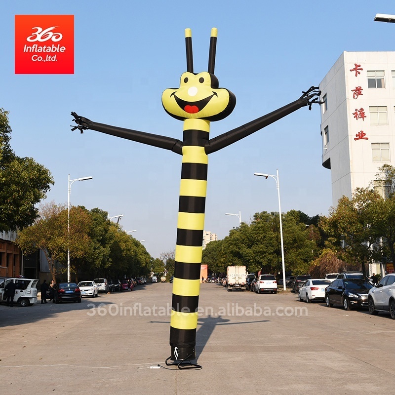 Used Inflatable Fly Sky Guy Puppet Advertising Dancing Tube,Inflatable Cartoon Little Yellow Bee Air Sky Flying Dancer