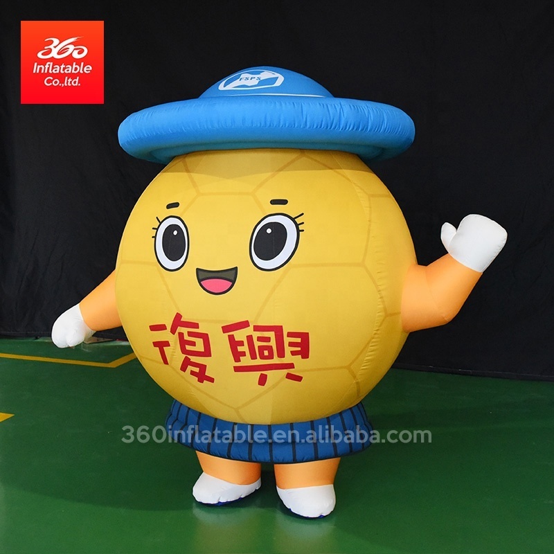 giant advertising Inflatable mascot yellow Robot Character Walking Costume Wearing a Cowboy Suit for Sale