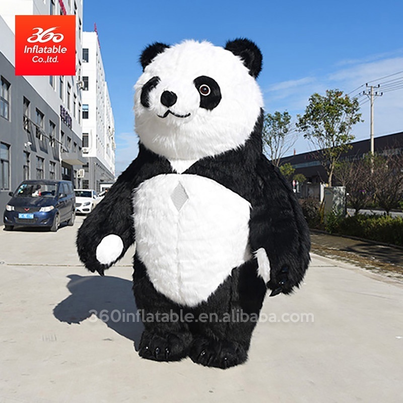 Custom Cartoon Giant advertising inflatable walking mascot Plush Panda costume