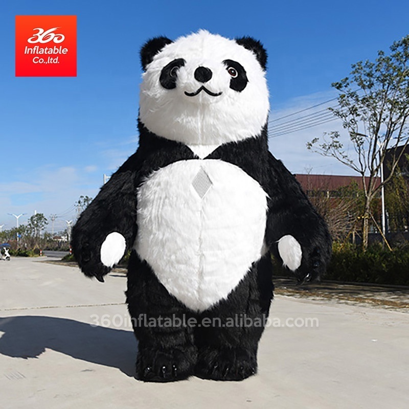 Custom Cartoon Giant advertising inflatable walking mascot Plush Panda costume