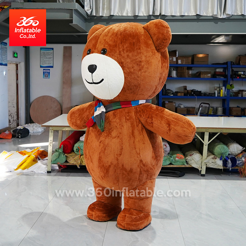 Professional factory customized large advertising walking animal cartoon inflatable mascot bear costume for advertising