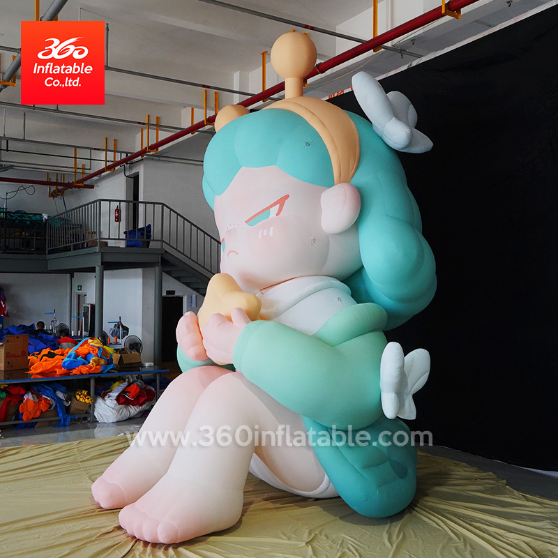 giant custom girl doll inflatable custom design big mascot advertising cartoon cute girl doll inflatables with  air blower