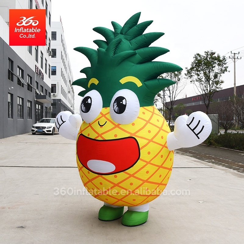 Fashion giant fruit pineapple inflatable advertising,VeryPopular fruit yellow pineapple mascot for outdoor sale advertising show