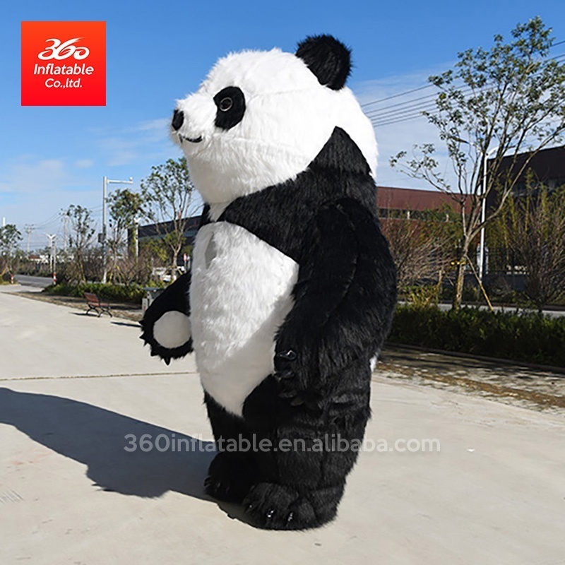 Custom Cartoon Giant advertising inflatable walking mascot Plush Panda costume