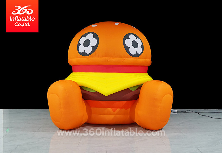 Custom design giant advertising inflatable mascot cartoon hamburger for decoration