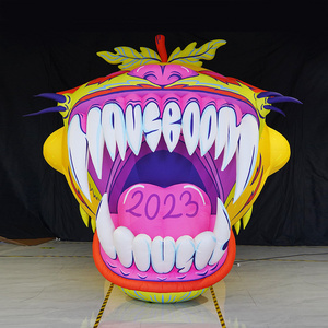 Custom design giant advertising inflatable animal cartoon big lemon- tiger head sculpture with air blower for events