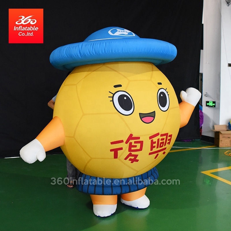 giant advertising Inflatable mascot yellow Robot Character Walking Costume Wearing a Cowboy Suit for Sale