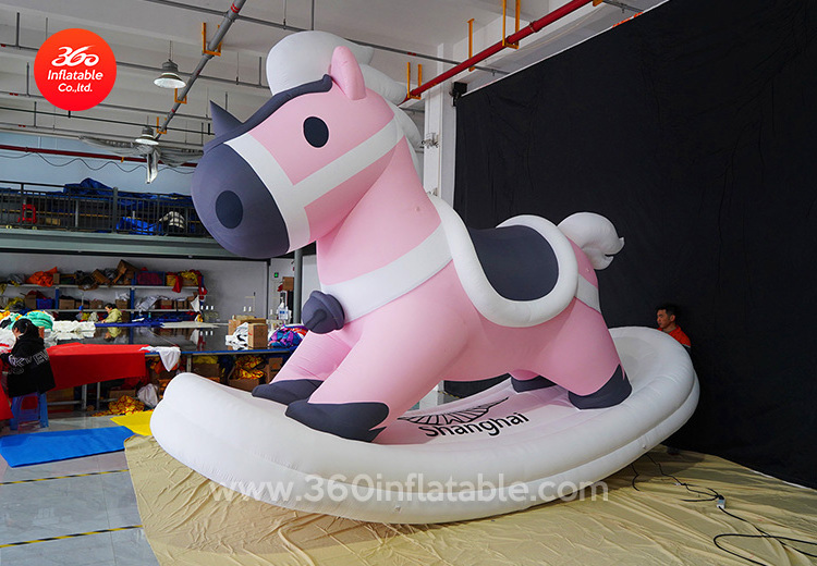 Custom big advertising inflatable Cartoon animal Rocking horse/outdoor advertising inflatable Rocking horse  mascot