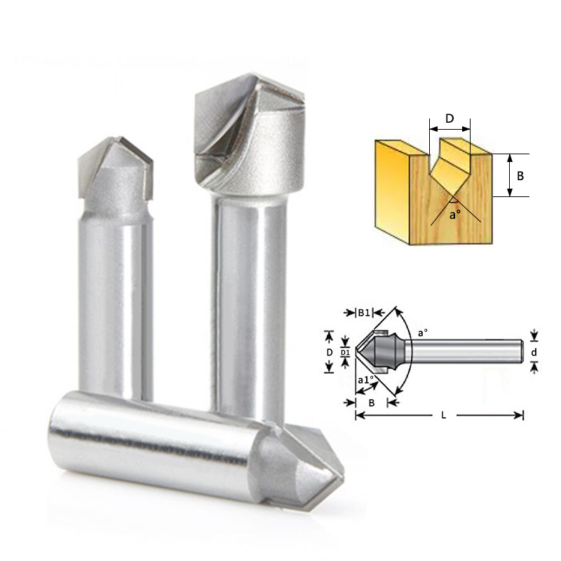 WEIX ACP V Groove Bit Aluminum End Mill 12.7mm Shank V Groove Carbide Router Bit For Aluminum material