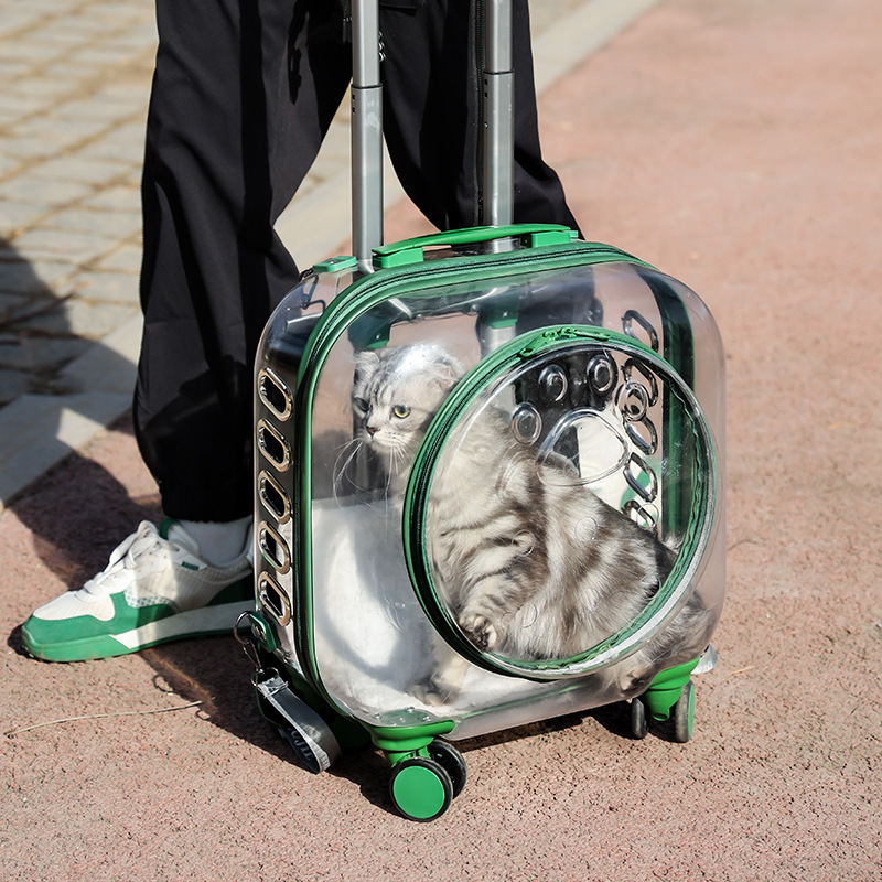 Wholesale Pet Bag Trolley Cat Bag With 4 Wheels And Large Space Transparent Large Capacity Dog Cats PC Wheeled Pet Cart Pet