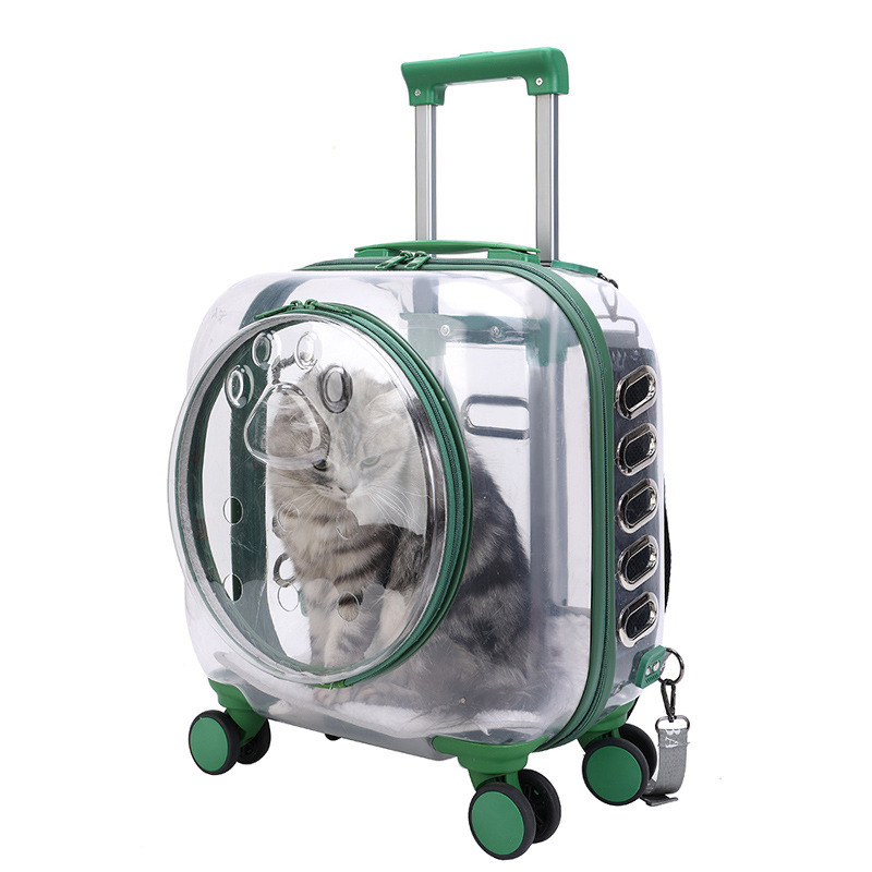 Wholesale Pet Bag Trolley Cat Bag With 4 Wheels And Large Space Transparent Large Capacity Dog Cats PC Wheeled Pet Cart Pet