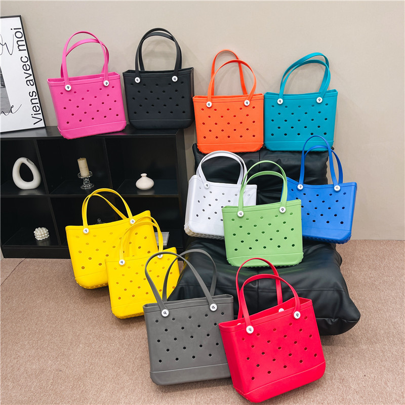 Wholesale Women Beach Waterproof Tote Bags Custom Summer Rubber Totes Large Fashion Eva Plastic Silicone Bag With Holes