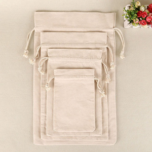 Hot Sale Jewelry Gift Drawstring Bags Wedding Mini Cotton Muslin Drawstring Pouch Rice Shopping Canvas Tote Bags