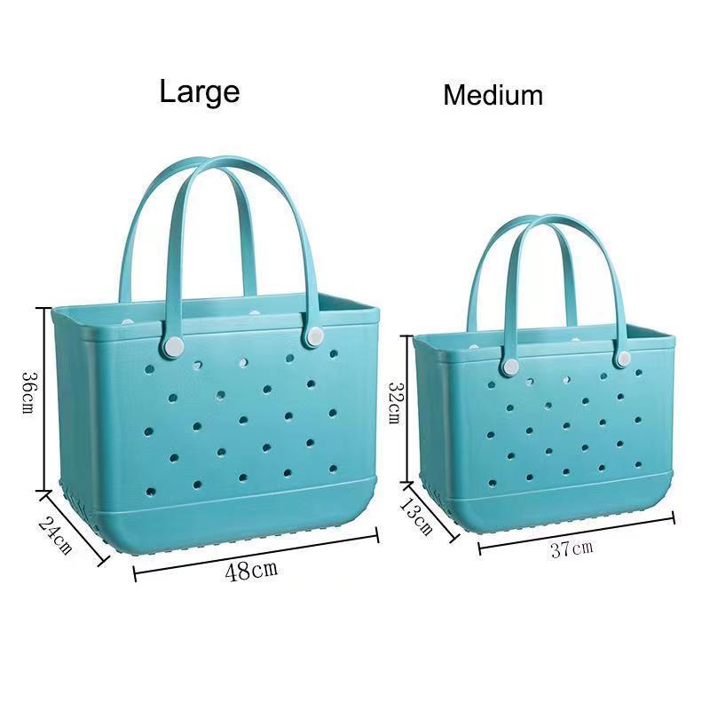 Wholesale Women Beach Waterproof Tote Bags Custom Summer Rubber Totes Large Fashion Eva Plastic Silicone Bag With Holes