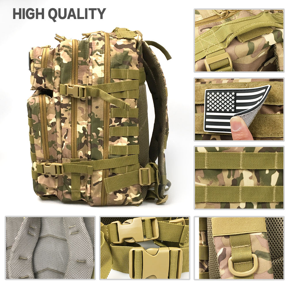 Hot Sale Custom Outdoor Sport Waterproof Hiking Survival Bag Black Camouflage Hunting Tactical Backpack