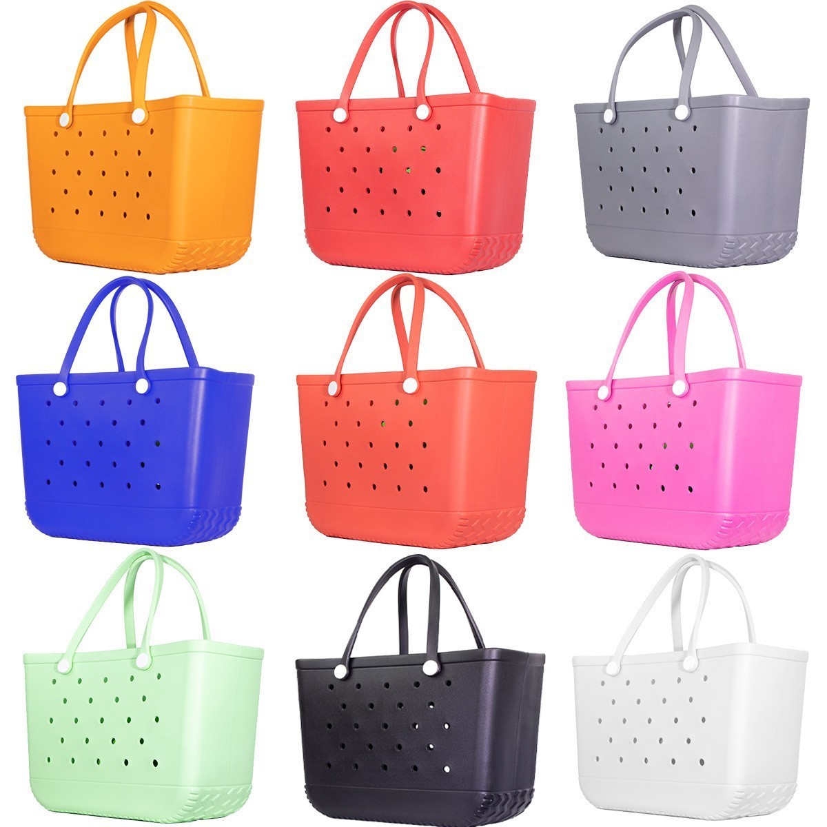 Wholesale Women Beach Waterproof Tote Bags Custom Summer Rubber Totes Large Fashion Eva Plastic Silicone Bag With Holes