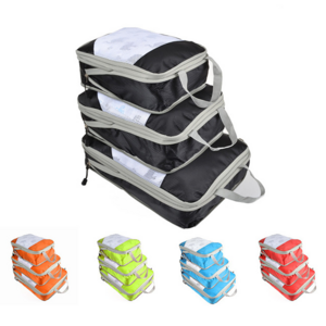 Custom waterproof 3pcs set 4pcs set storage travel compression packing cubes expandable packing organizer travel bag organizer