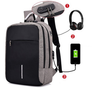 High Quality Travel College School Bag Backpack with Lock Waterproof School Bag Anti-theft USB Laptop Backpack