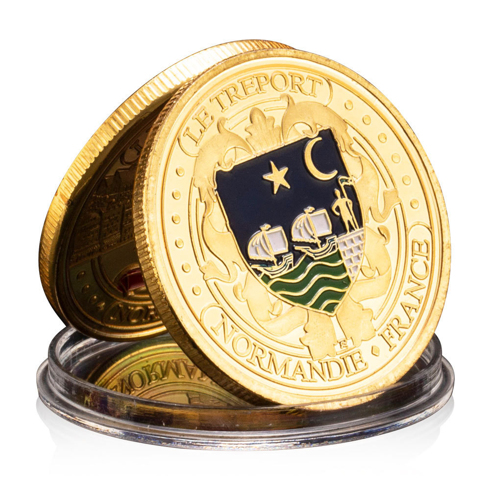 Administrative Division of France Le Treport Collectible Gold Plated Copy Souvenir Coin Colorful Commemorative Coin