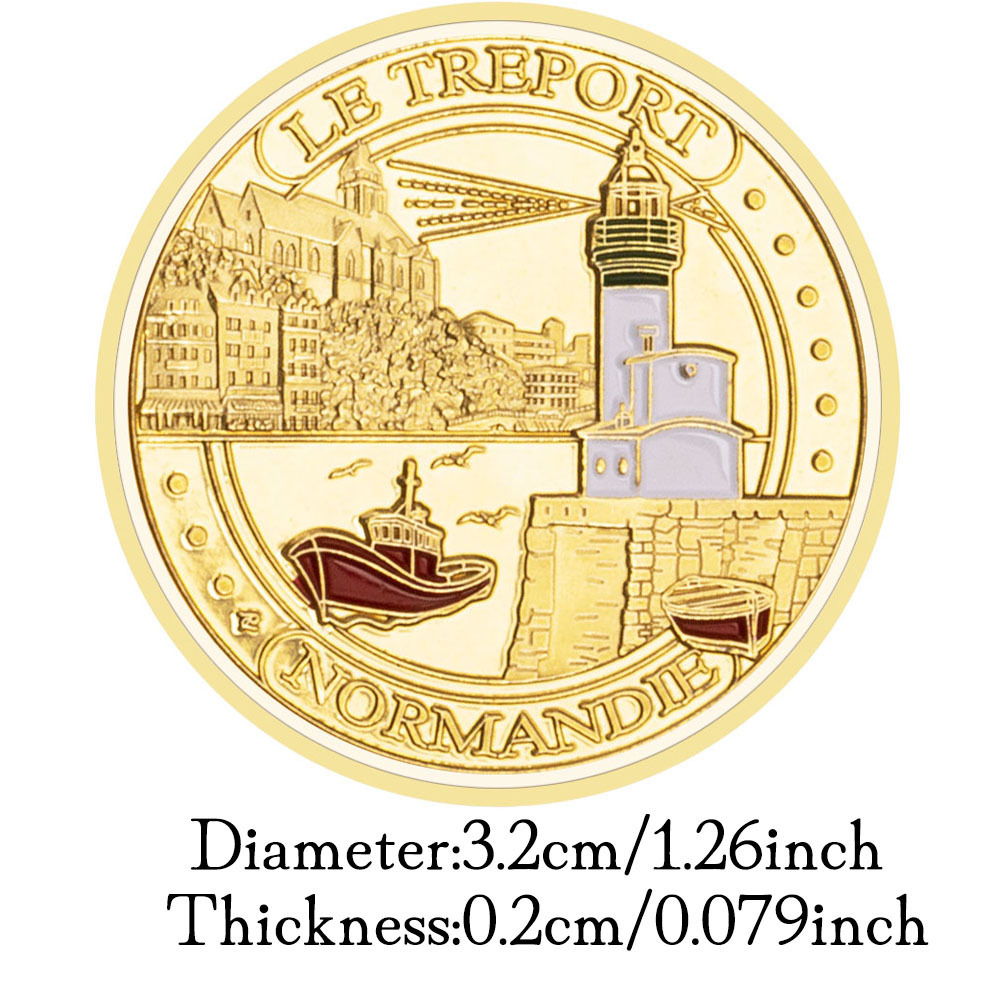 Administrative Division of France Le Treport Collectible Gold Plated Copy Souvenir Coin Colorful Commemorative Coin