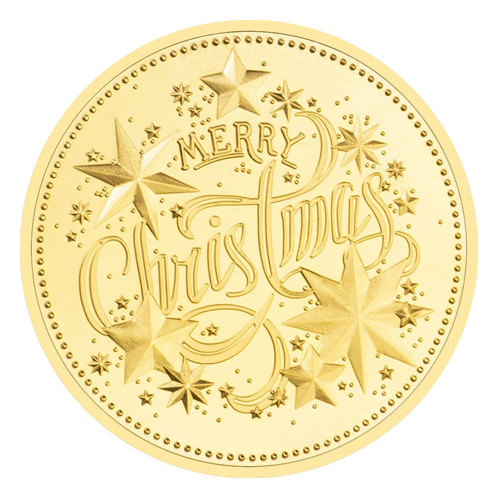 Merry Christmas and Happy New Year Gold Plated Commemorative Coins Santa Claus Wishing Coin Souvenirs and Gift for Christmas