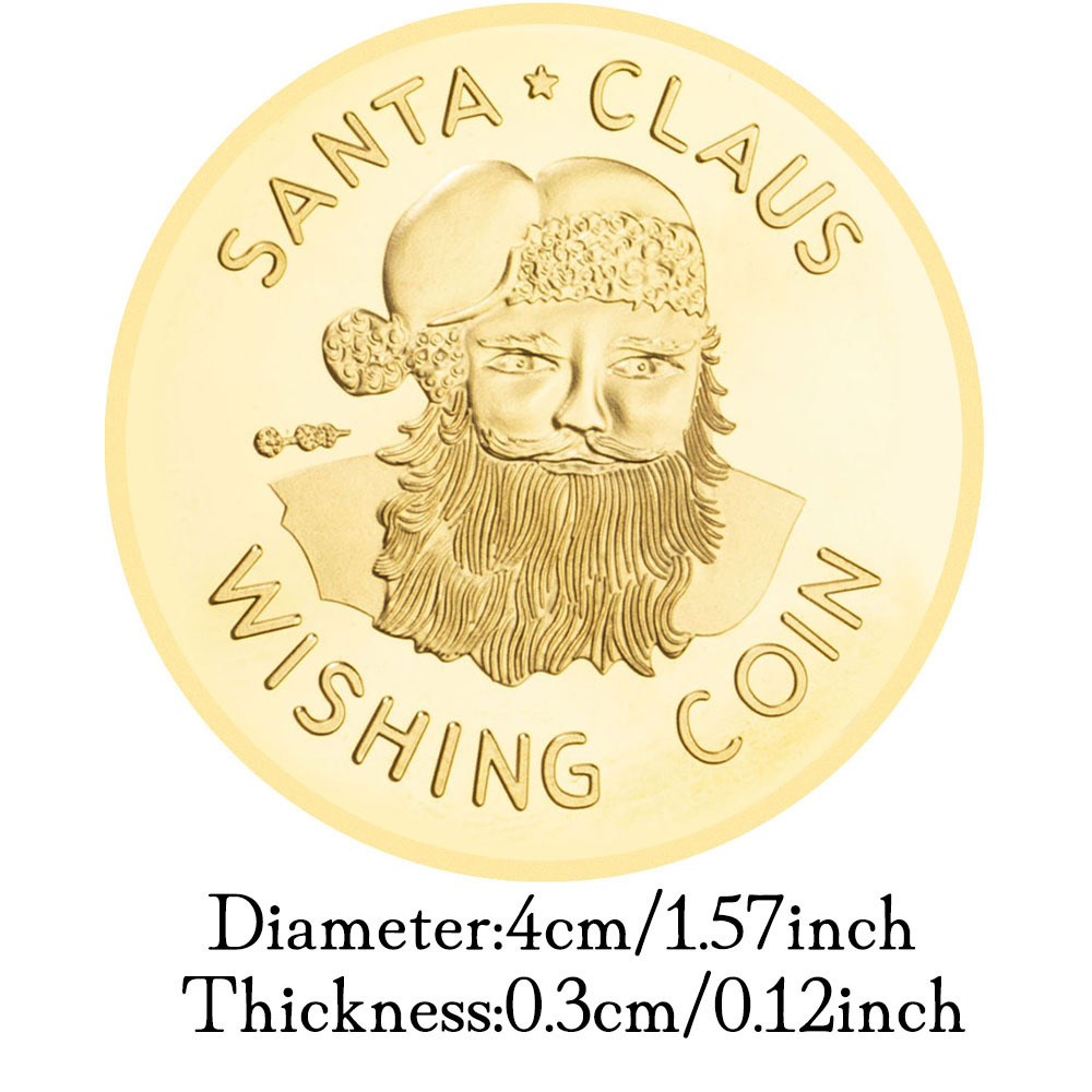 Gold Plated Santa Claus Wishing Coin Commemorative Coins Merry Christmas Gift for Kids Commemorative Coins Happy New Year