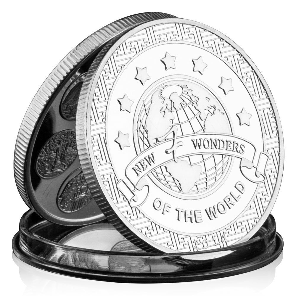 New Seven Wonders of The World Collectible Silver Plated Souvenir Coin Collection Art Creative Gift Commemorative Coin