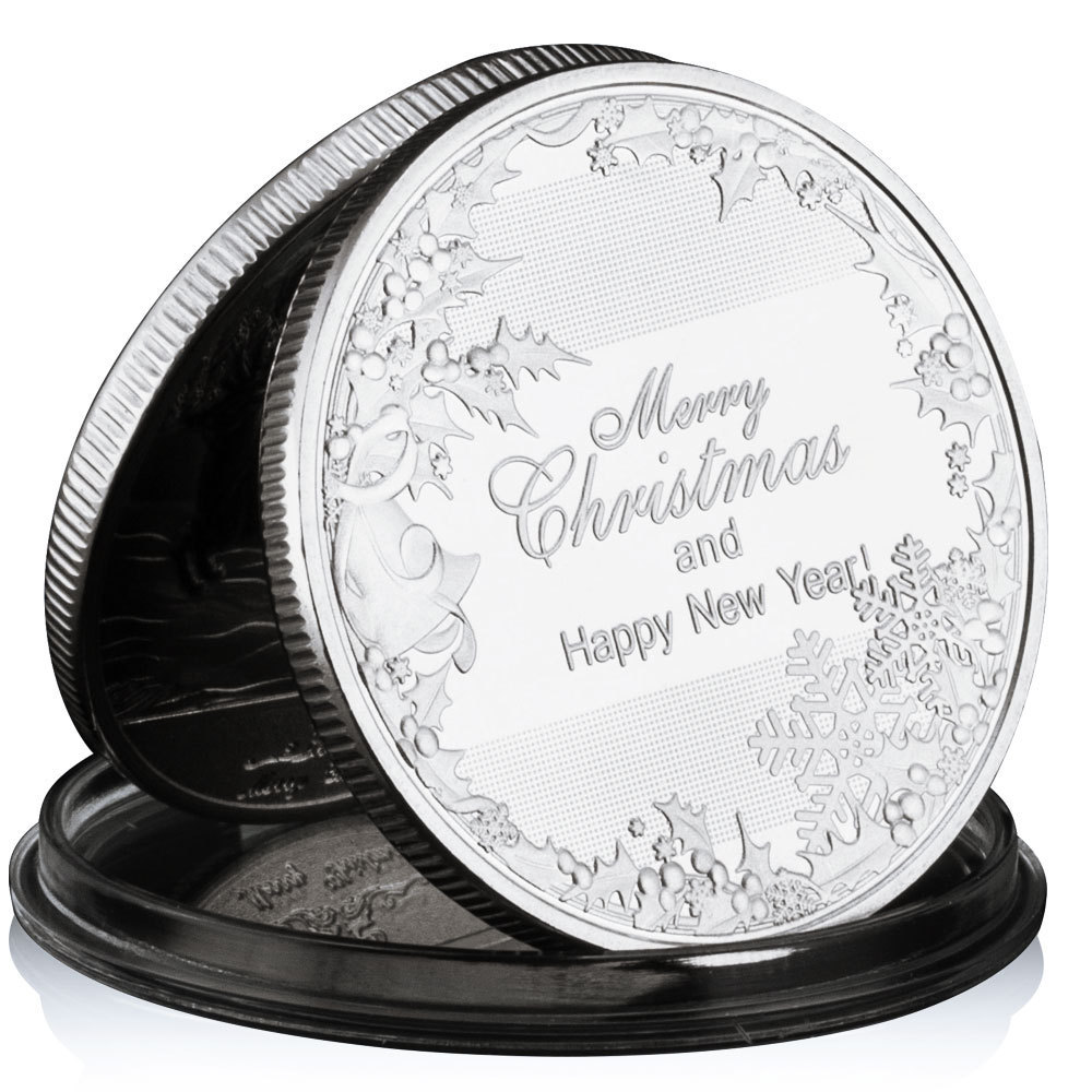 Merry Christmas and Happy New Year Commemorative Coins Santa Claus Souvenirs and Gifts Home Decorations Silver Plated Coin