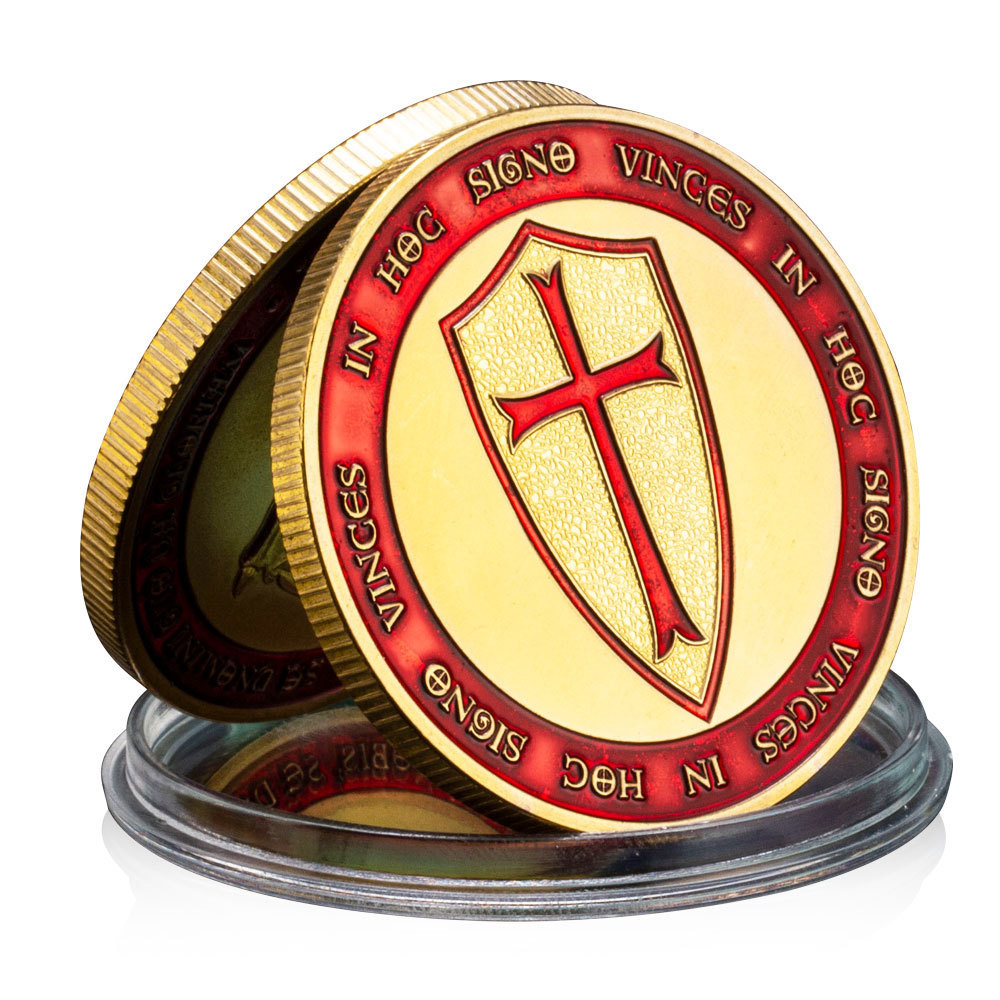 Knight Templar Souvenir Gold Plated Coin Non Nobis Domine,Non Nobis,Sed NominiTuo Da Gloriam Teutonic Knight Commemorative Coin