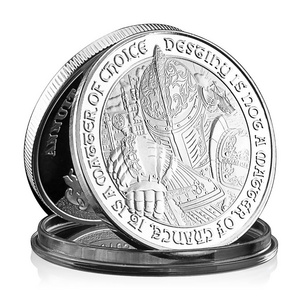 Middle Ages Knight Souvenir Destiny Is Not A Matter of Chance,it Is A Matter of Choice Eagle Knight Silver Plated Coin