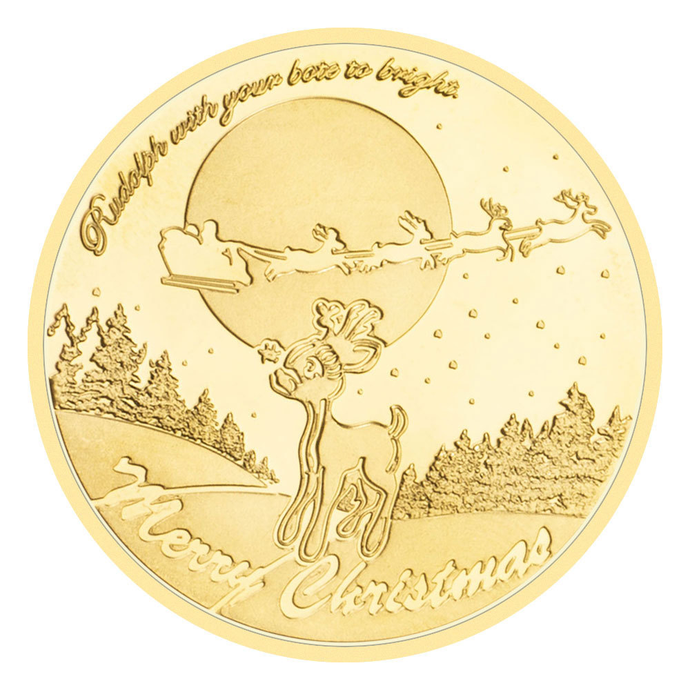 Gold Plated Santa Claus Wishing Coin Commemorative Coins Merry Christmas Gift for Kids Commemorative Coins Happy New Year