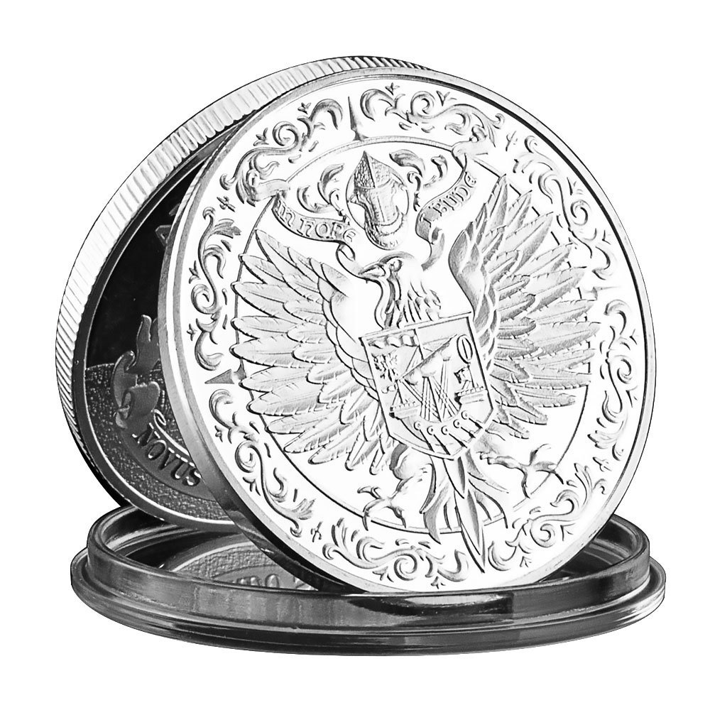 Middle Ages Knight Souvenir Destiny Is Not A Matter of Chance,it Is A Matter of Choice Eagle Knight Silver Plated Coin