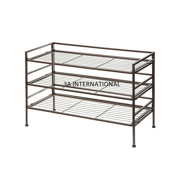 Black Powder Coated Metal Shoe Rack Shelf For Rooms Corner Shoe and Sleeper Storage Holder Shoe Racks At Low Price