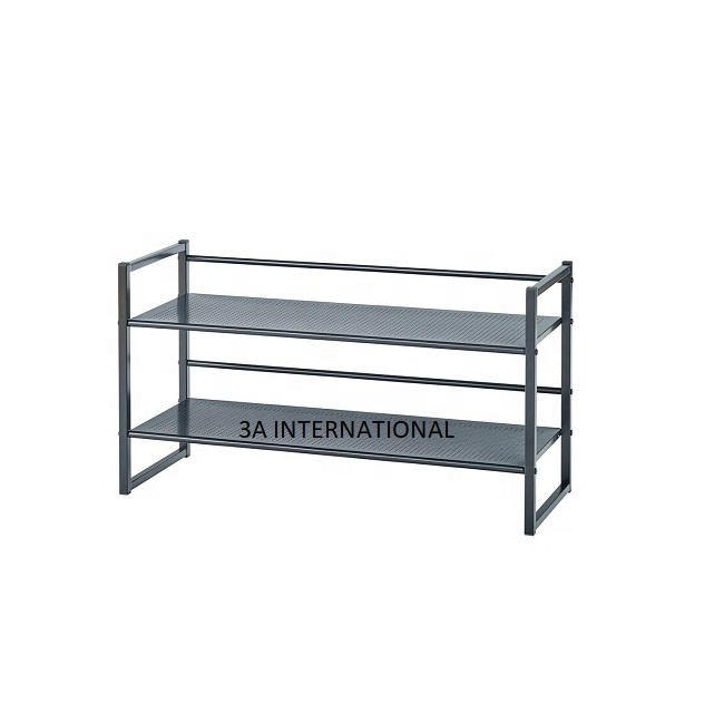 Black Powder Coated Metal Shoe Rack Shelf For Rooms Corner Shoe and Sleeper Storage Holder Shoe Racks At Low Price