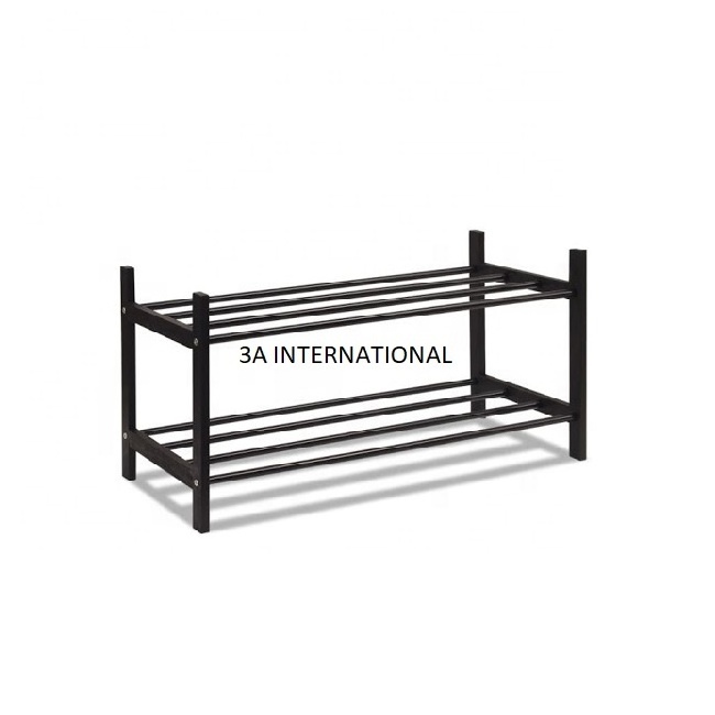 Black Powder Coated Metal Shoe Rack Shelf For Rooms Corner Shoe and Sleeper Storage Holder Shoe Racks At Low Price