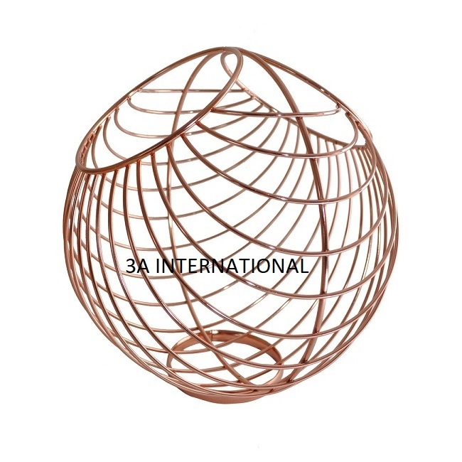 Standard Quality Mesh Design Copper Plated Decorative Fruits Basket Home and Garden Iron Wire Food Containing Basket