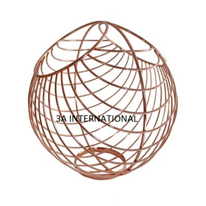 Standard Quality Mesh Design Copper Plated Decorative Fruits Basket Home and Garden Iron Wire Food Containing Basket