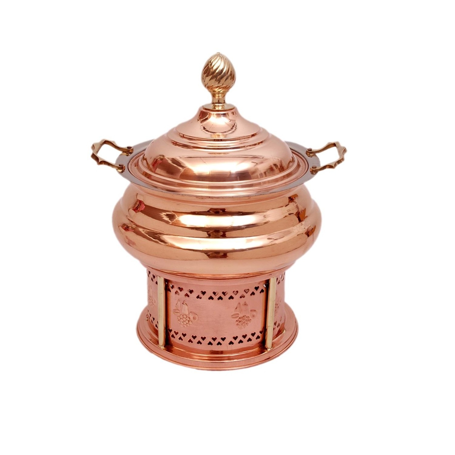 Wedding Party Tabletop Decorative Catering Food Serving Chafing Dish Pure Brass Metal Food Warmer Chafing Dish