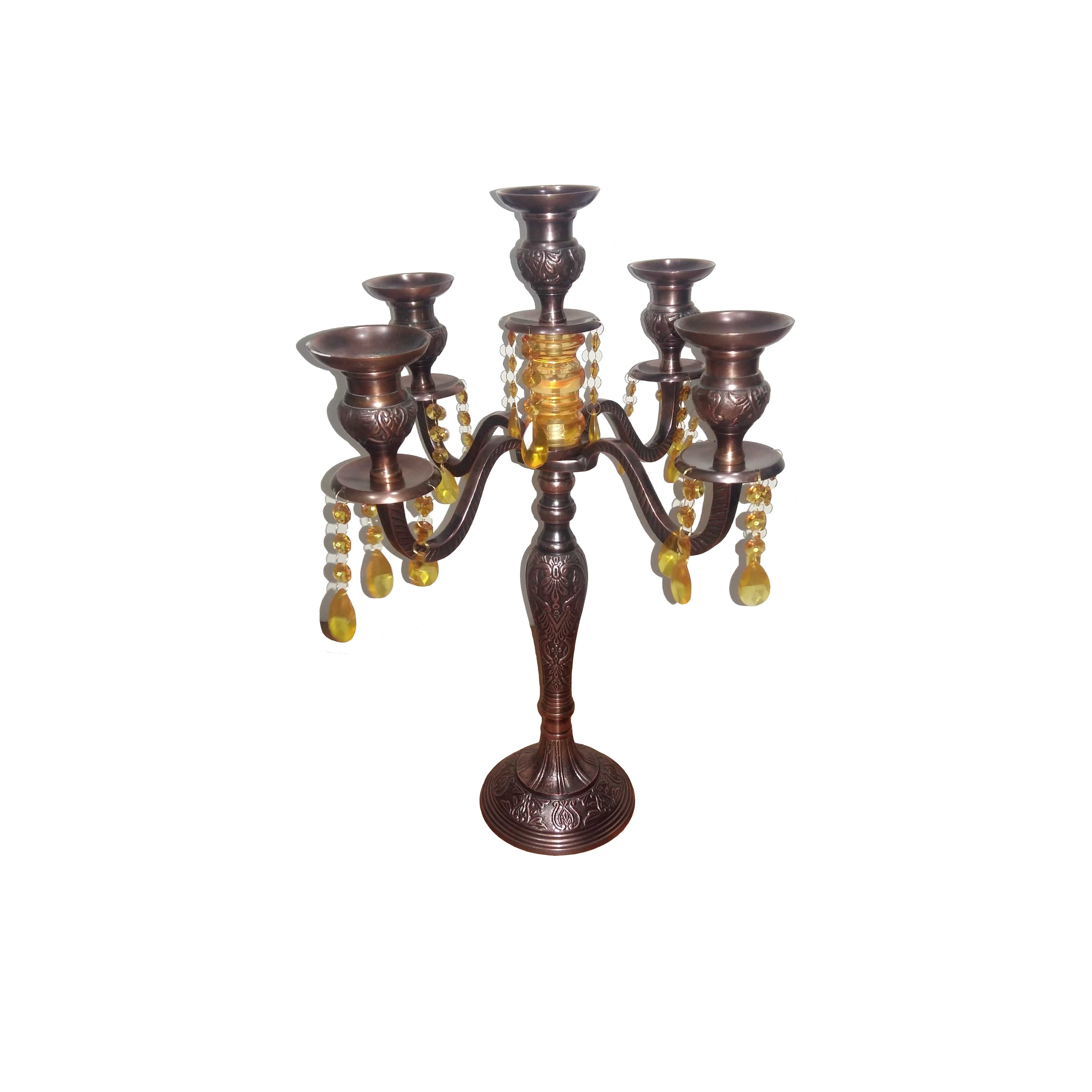 Royal Look Wedding Party Decoration Candelabra Gold Plated 5 Arm Candle Stand Handmade Decorative Lighting Accessories