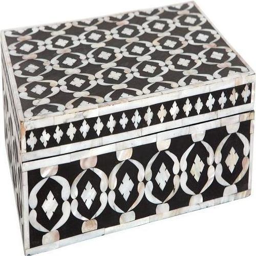 Hot Selling Bone Inlay Finished Wooden Storage Box Handmade Decorative Jewelry Box for Home Goods Storage