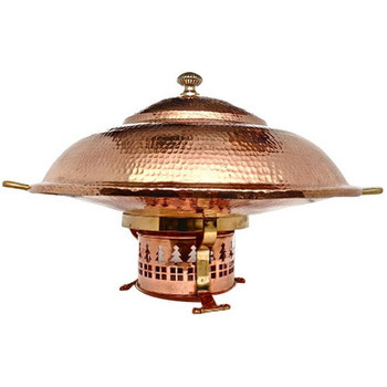 Hotel Catering Service Hammered Luxury Chafing Dish Pure Copper Metal Design Wedding Party Food Warmer Dish