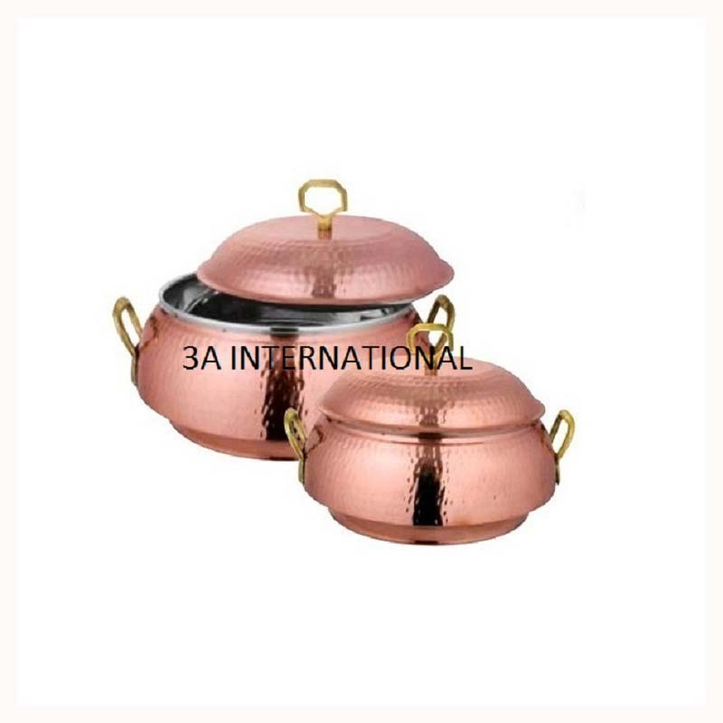 Double Wall Casseroles Server Hot Pot Copper Antique Finishing Stainless Steel Casseroles Server Hot Pot with Best Price